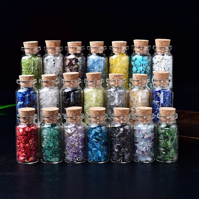 Natural Crystal Wishing Bottle Gravel Wishing Stone Demagnetizing Stone White Purple Yellow Pink Crystal Gravel Demagnetizing Wishing Stone Gift