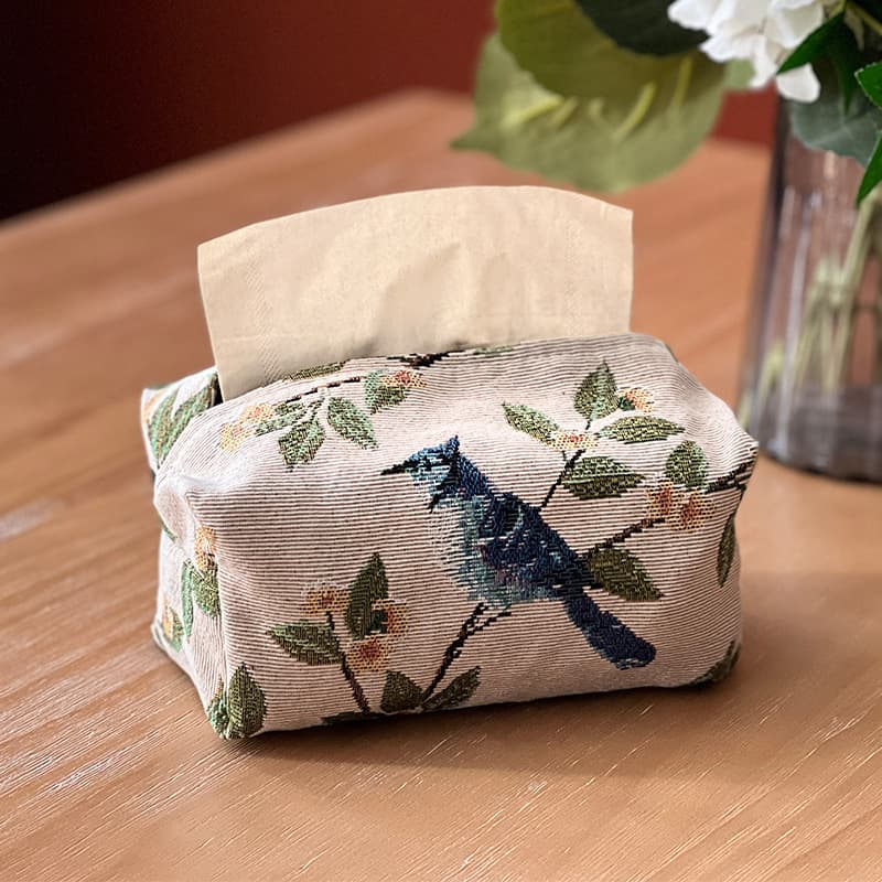 Vintage European Style Jacquard Paper Towel Holder Bag Artistic Tissue Box For Living Room Home Use Desktop Paper Drawer