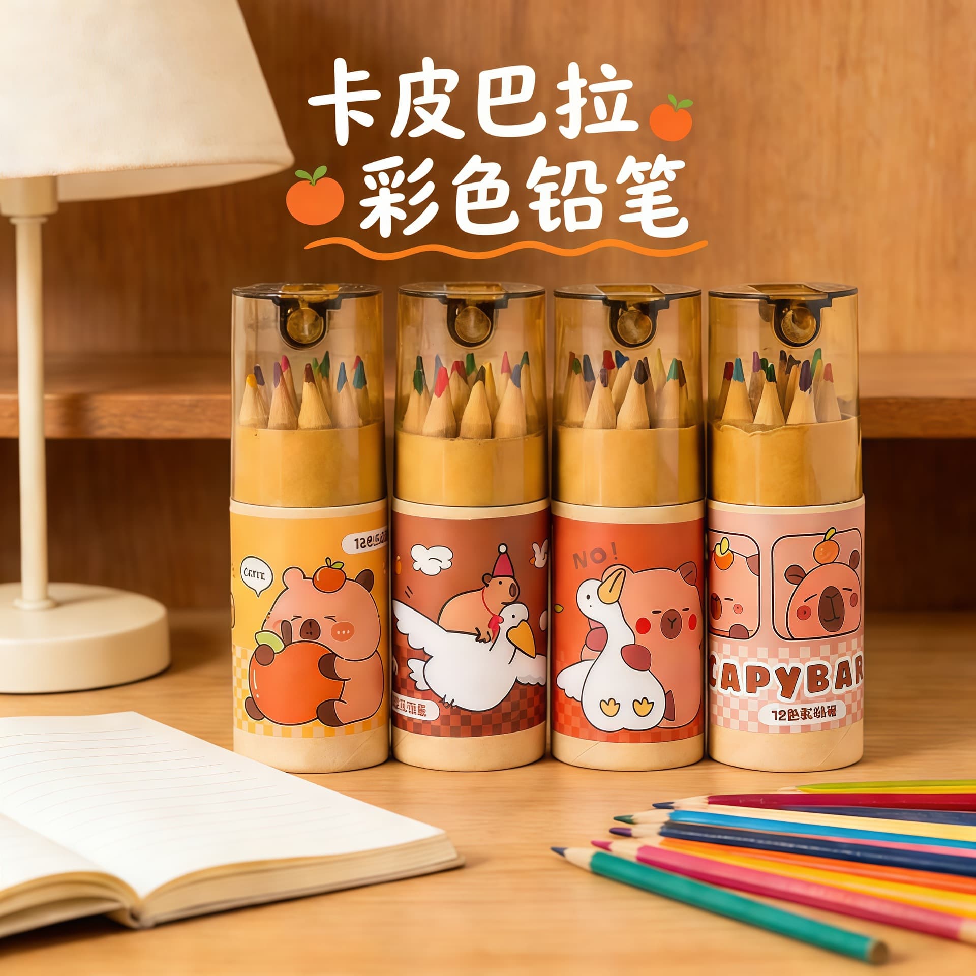 Capybara 12-Color Colored Pencils for Kindergarten and Elementary School Students Drawing and Coloring Art Supplies Gift Wholesale