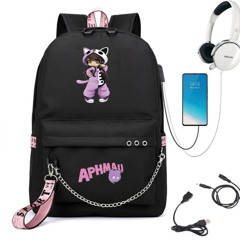 2022 New Cross-Border Backpack Aphmau Anime Student Backpack Laptop Backpack USB Backpack