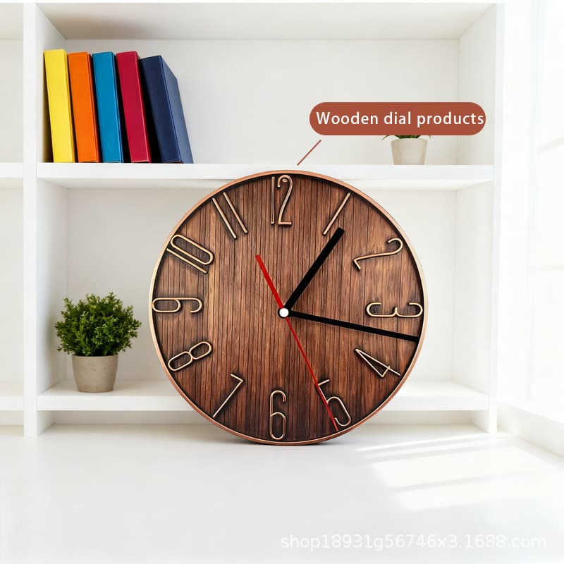 Wooden Vintage American Style Outdoor Wall Clock for Barbershop, Silent Decorative Clock for Living Room