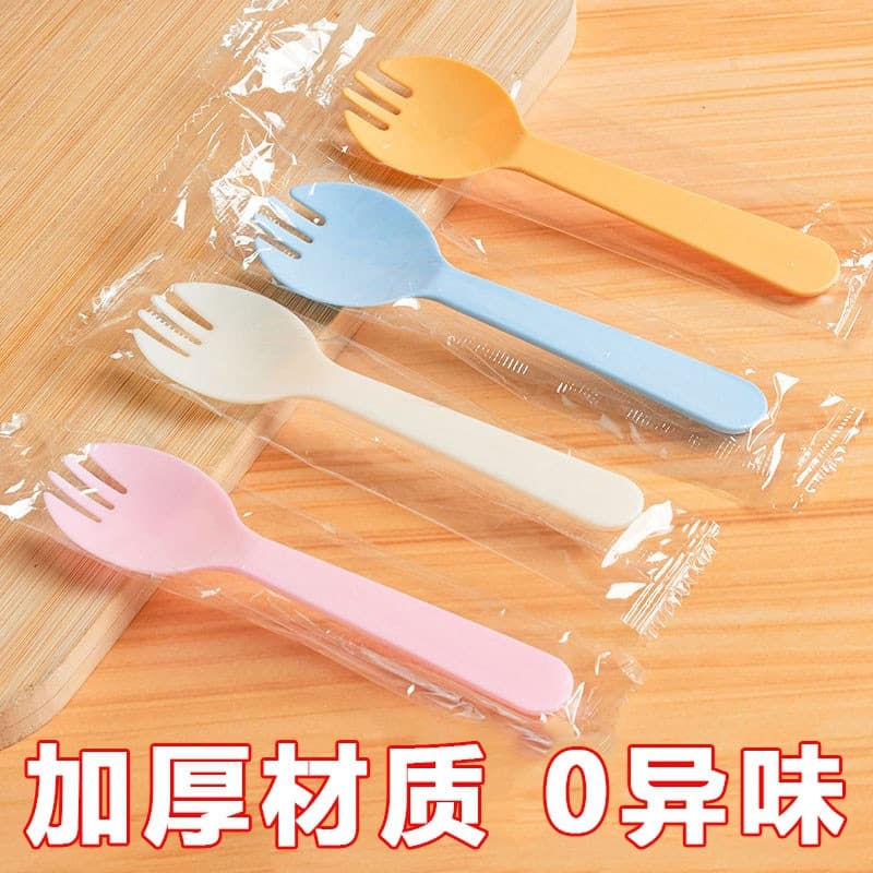 Disposable fork and spoon individually packaged baking dessert cake fruit fork and spoon ice cream small spoon small fork commercial