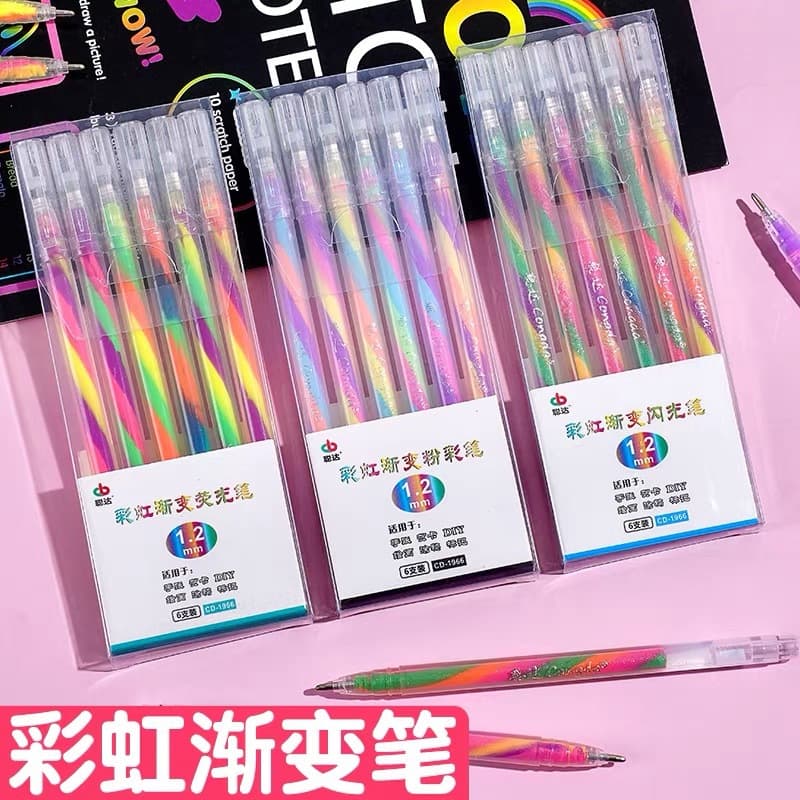 Rainbow spiral pen glitter pen quicksand sparkling multi-color greeting card poster handwritten newspaper account special pen glitter chalk
