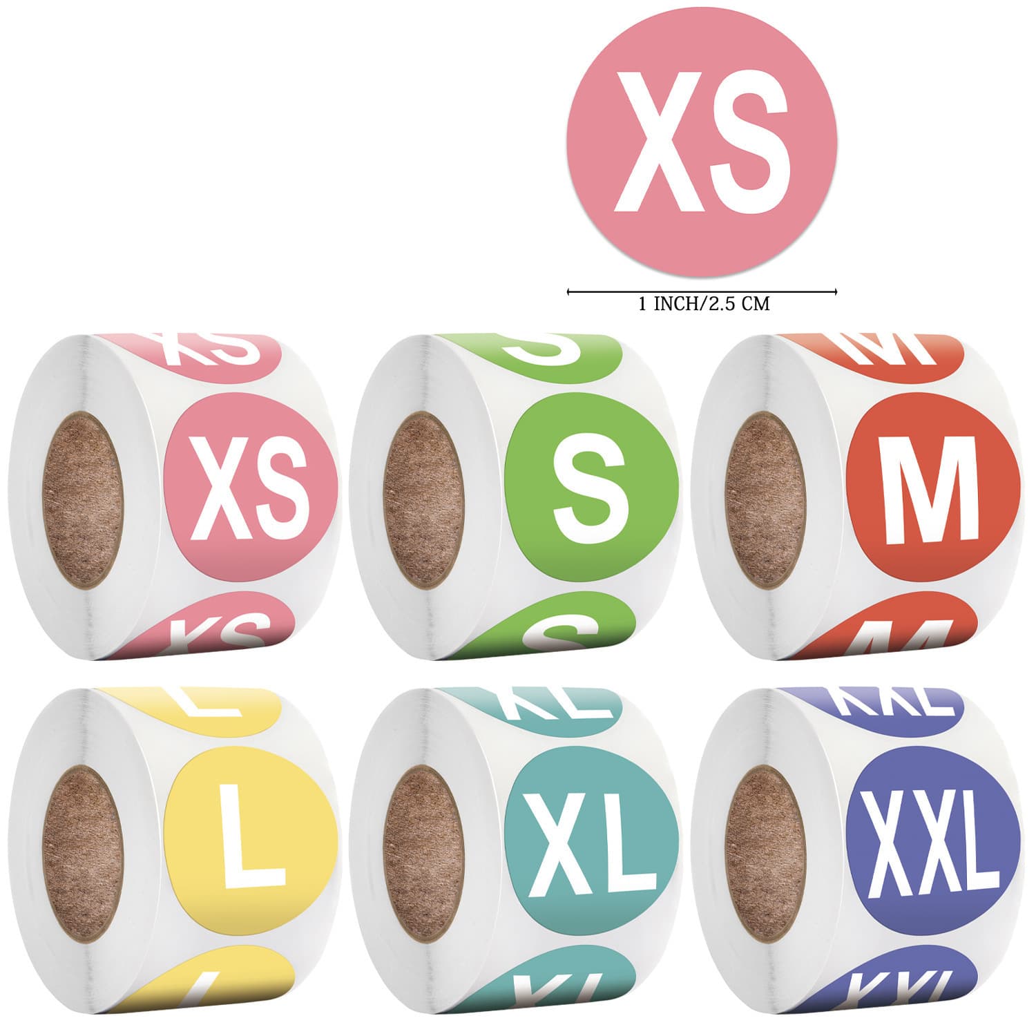 Size Label Stickers Non-drying Adhesive Labels 500/ Roll 2.5cm Round Copper Plate Material for Packaging and Gifts
