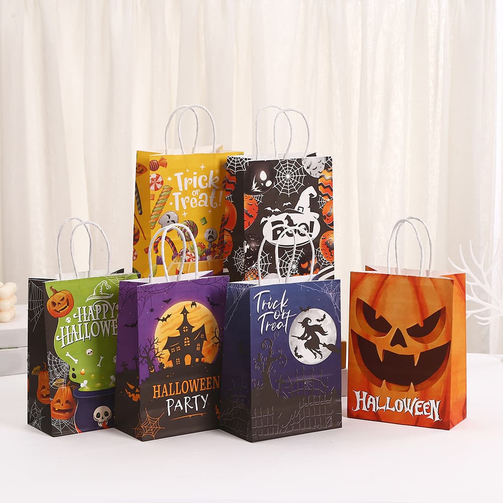 Kraft paper shopping bag party gift handbag wholesale printed gift bag holiday takeout bag Halloween paper bag
