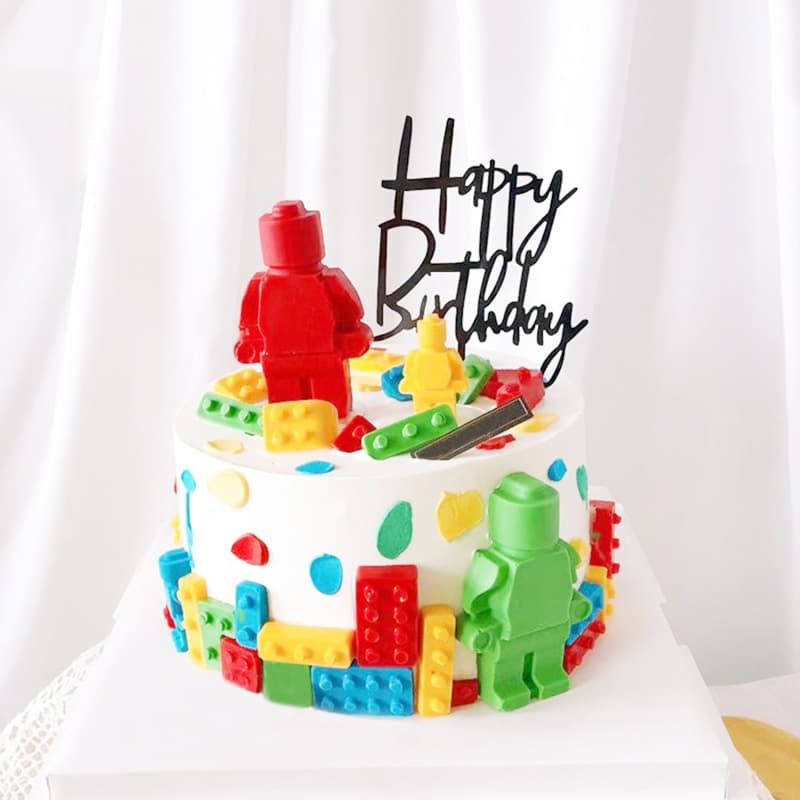 3D Robot Building Block Fondant Chocolate Mold Themed Cake Baking Decoration Silicone Mold