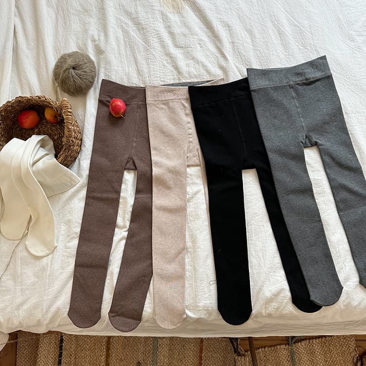 [Thin Fleece] Girls' Tights 2025 Autumn/Winter New Children's Fleece-lined Footed Base Pants Warm Base Socks