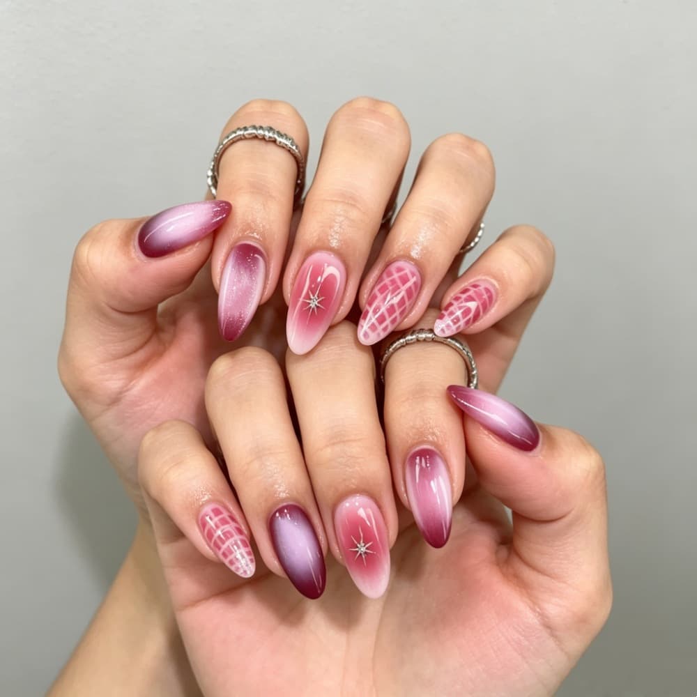 24-Piece Boxed Hot-Selling Crocodile Pattern Ombre Press-On Nails Almond Nails Manicure Europe and America Export Fake Nails Finished