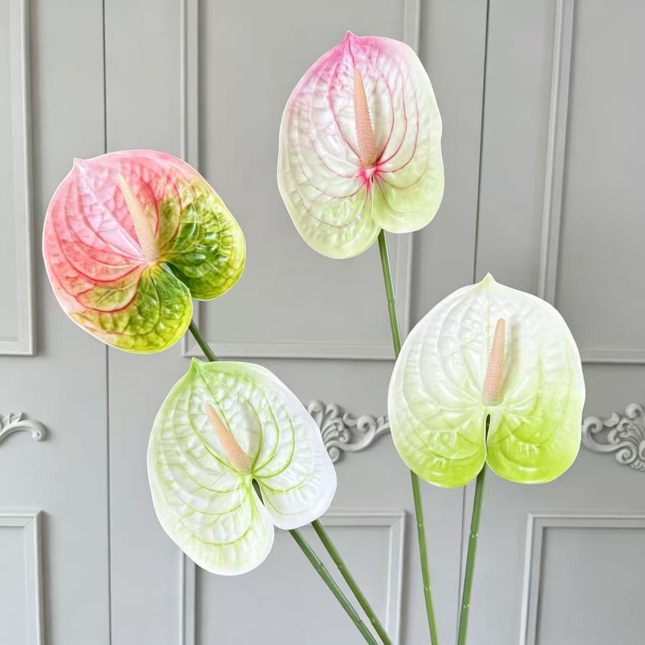 Single Stem 3D Printed Film Red Anthurium Artificial Flower Flamingo Lily Handmade Fake Flower for Wedding Scene Decoration Soft Outfit Flower Arrangement