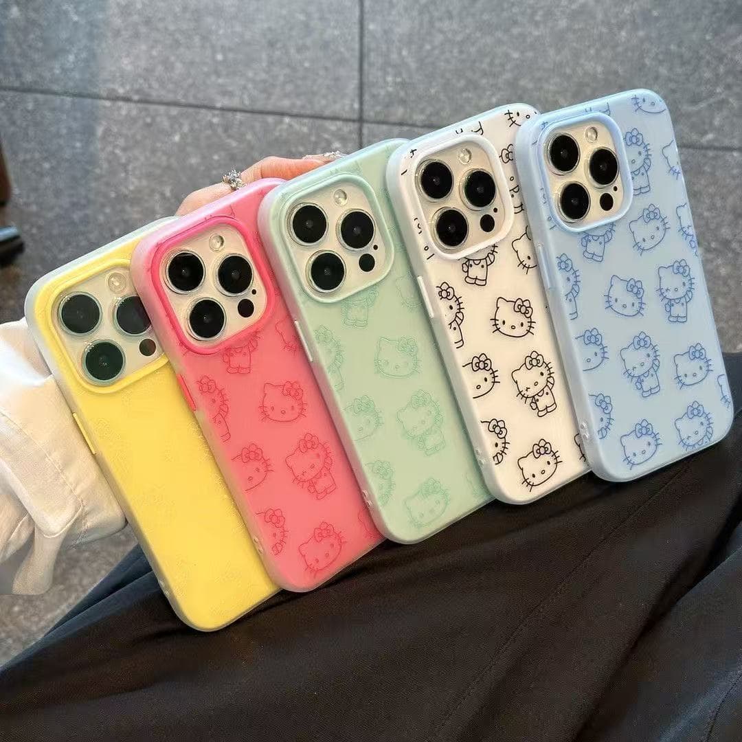 Colorful Line Winking KT Jelly 2-in-1 Compatible with Apple Phone Case 17Pro/16/iPhone15