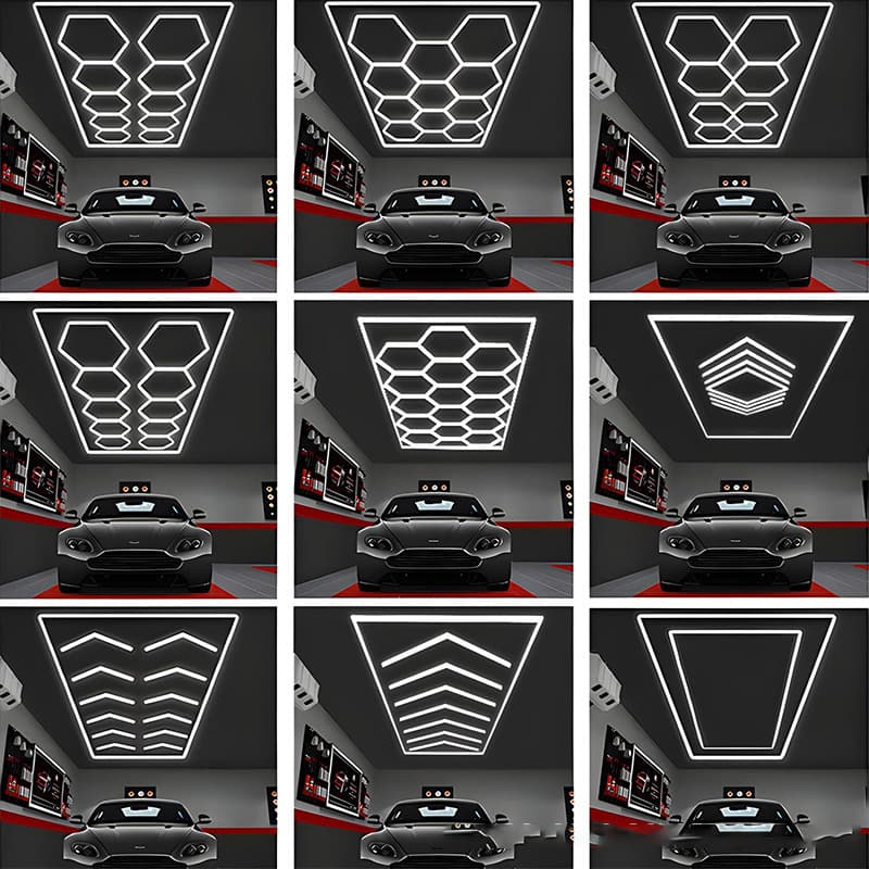 Car detailing and car wash bay lights, hexagonal LED high-brightness aluminum PC honeycomb lights, popular cross-border e-commerce.