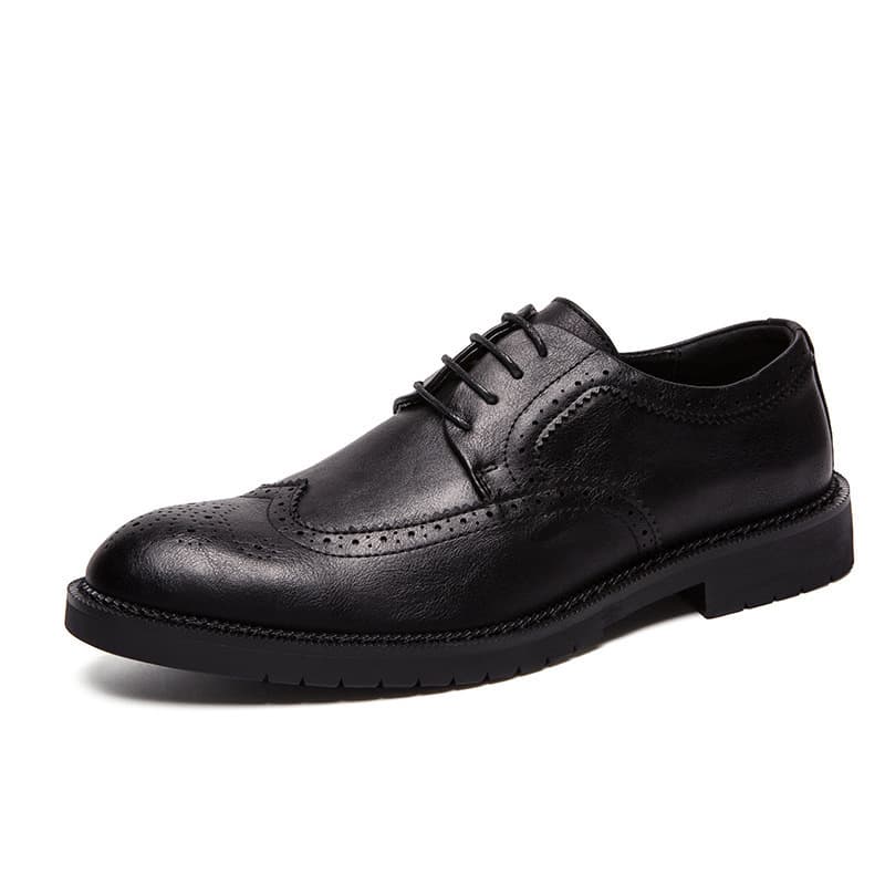 Cross-border Autumn Brogue Leather Shoes Men Korean Trend Leather Shoes British Leather Shoes Mens Shoes
