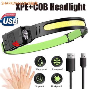 New Cross-border Silicone Sensor Headlamp Type-C Charging Outdoor Running Cycling Portable Flood LED Headlight