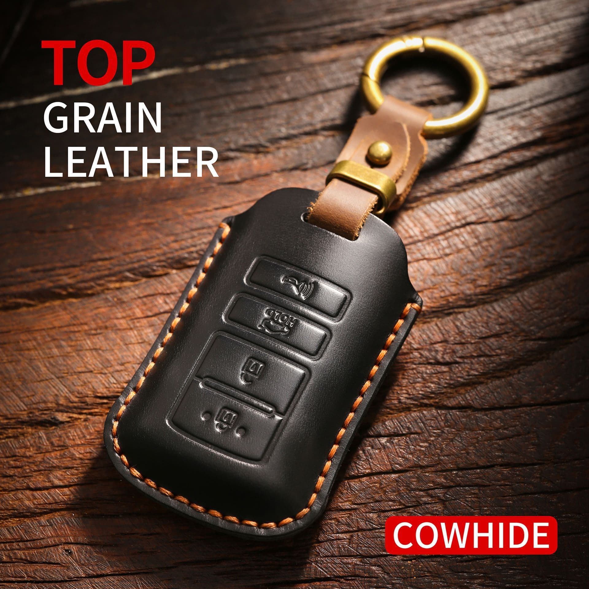 Vintage Key Case for Kia K9 Genuine Leather Car Key Cover Handmade Cowhide Protective Shell Buckle