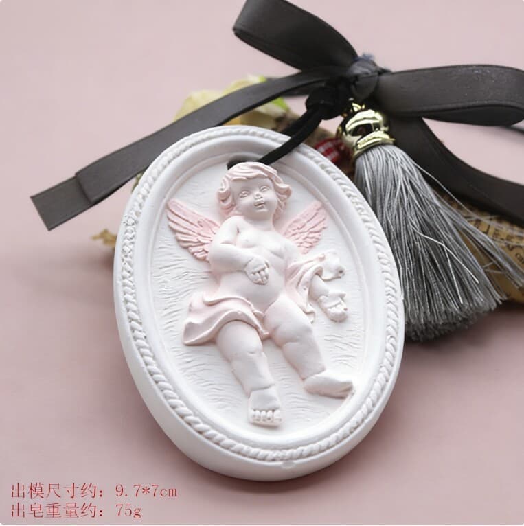 P554 Angel Car Charm Silicone Mold Aromatherapy Gypsum Plaque Handmade DIY Craft Mold Car Hanging Ornament