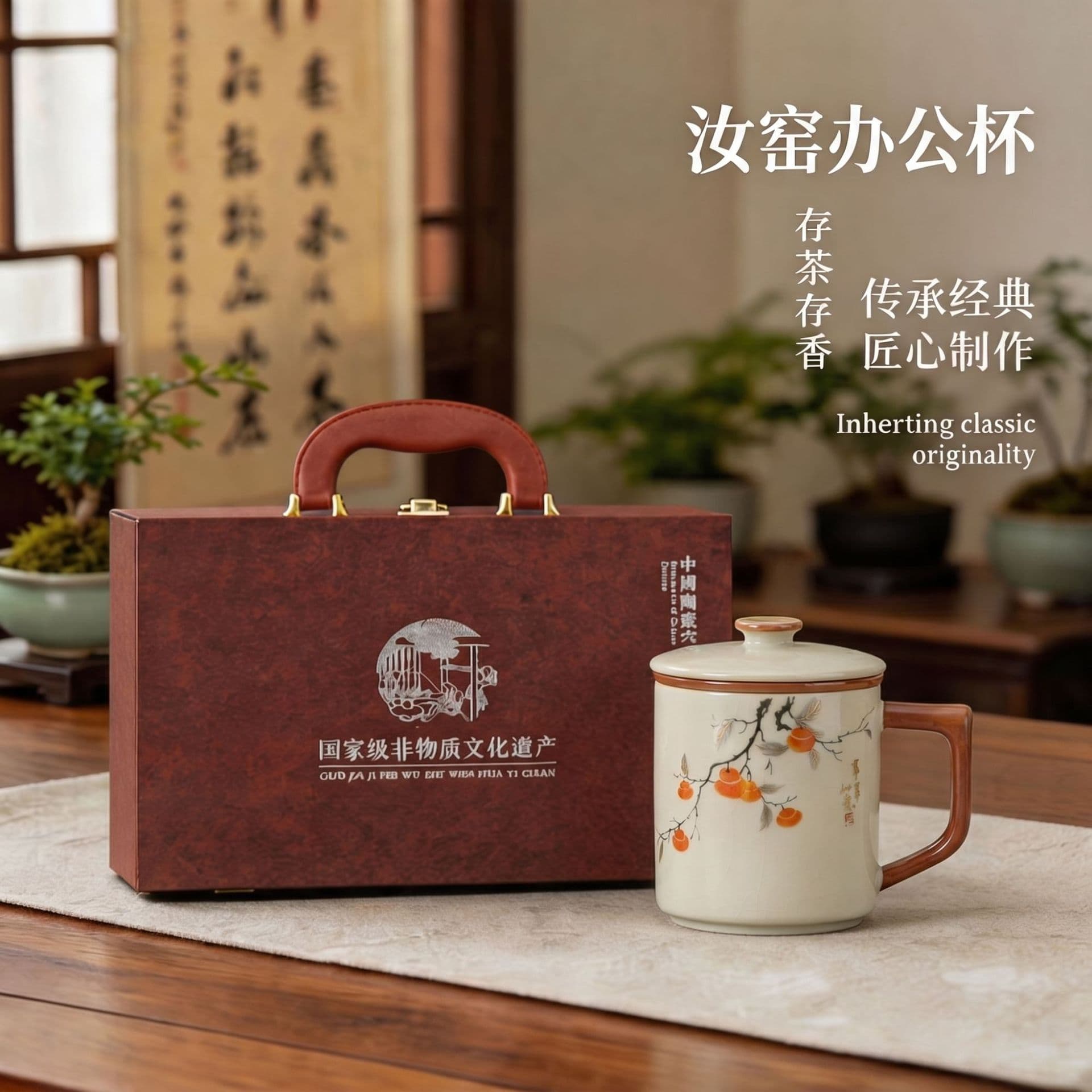 Ruyi Ru Kiln Office Cup Personal Ceramic Cup Gift Box Set Corporate Gift for Clients