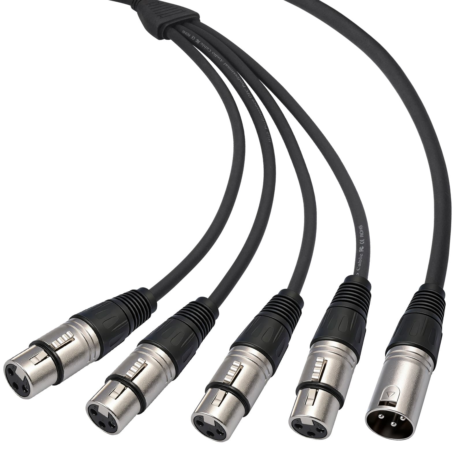 Cross-border New XLR 1-to-4 Y-Type Splitter, Male to 4 Female XLR, 0.6m