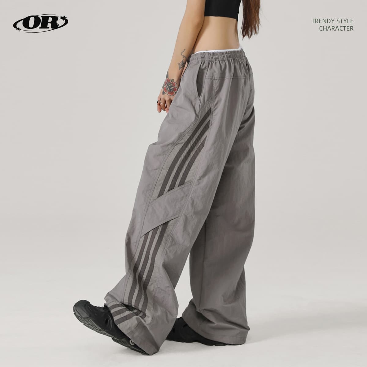 OREETA Vintage American Retro Casual Pants Quick-Drying Ice-Sense Paratrooper Pants Trendy Brand Thin Wide-Leg Pants for Men
