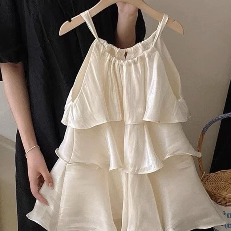Ningli Girls' Fashionable Dress Summer New Style Children's Sweet Vest Dress Cake Dress Fairy Dress Princess Dress