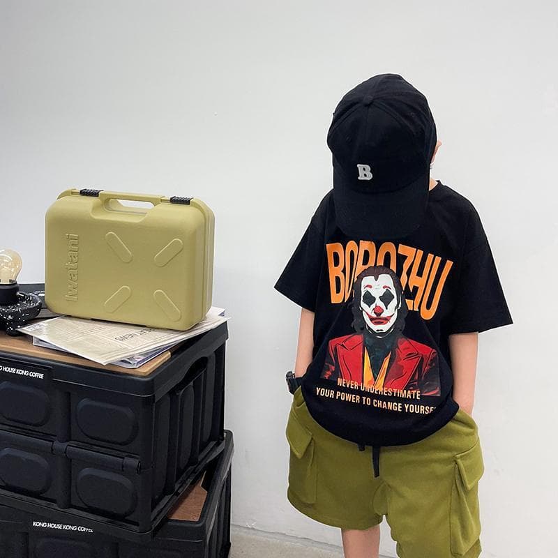 BoBo Pig Boy's Loose Cotton Round Neck T-Shirt Children's Fashion Brand Summer Clothing Baby Boys' Wear Comfortable Breathable