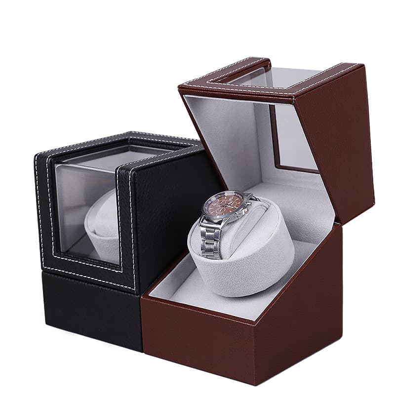 Leather Watch Box Mechanical Watch Automatic Winder Single Motor Watch Winder Rotator