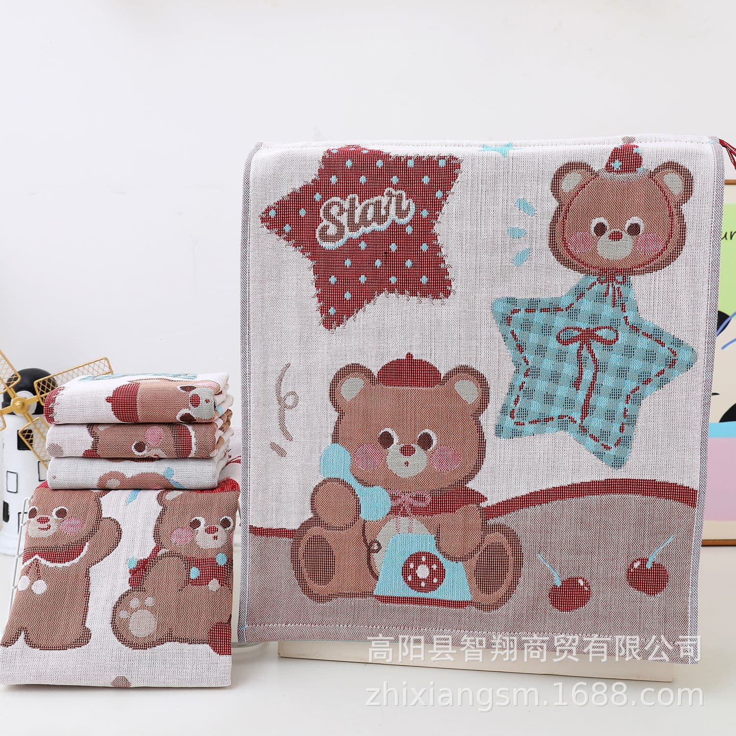 Pure Cotton Gauze Towel Four-Layer Gauze Square Towel Kindergarten Children's Cotton Square Towel Wholesale Export to Korea Dish Towel