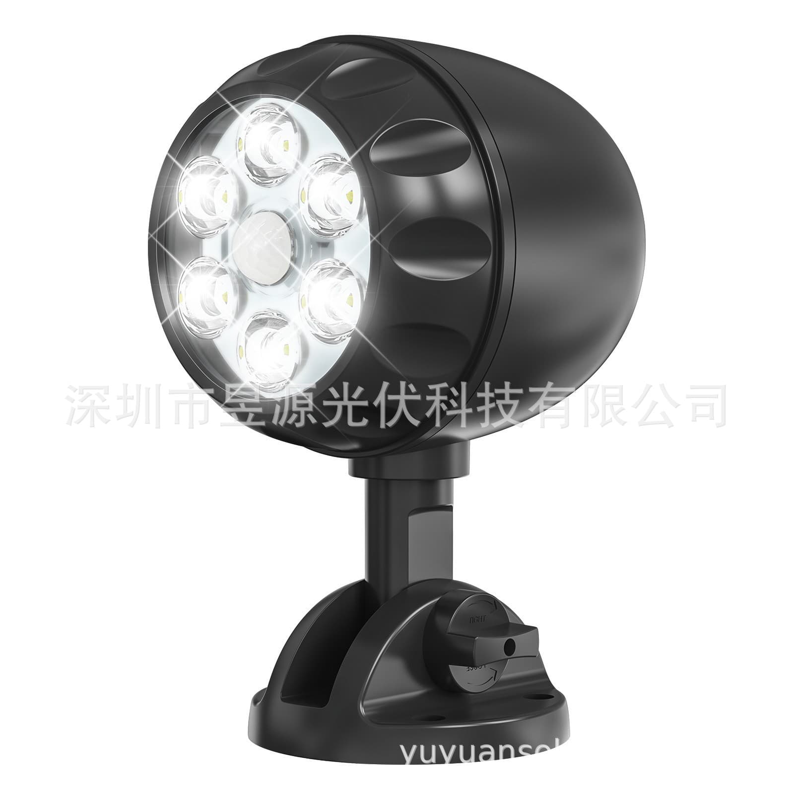 6-LED motion sensor outdoor wall light, waterproof lighting, battery-operated rotating projection flood wall lamp for courtyards