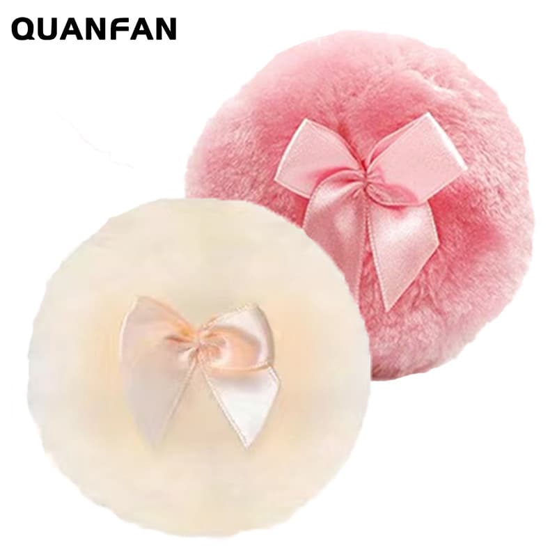Round Baby Powder Puff with Flash Powder and Butterfly Knot Design for Infants, Long Hair, Prickly Heat, Beauty Makeup Sponge