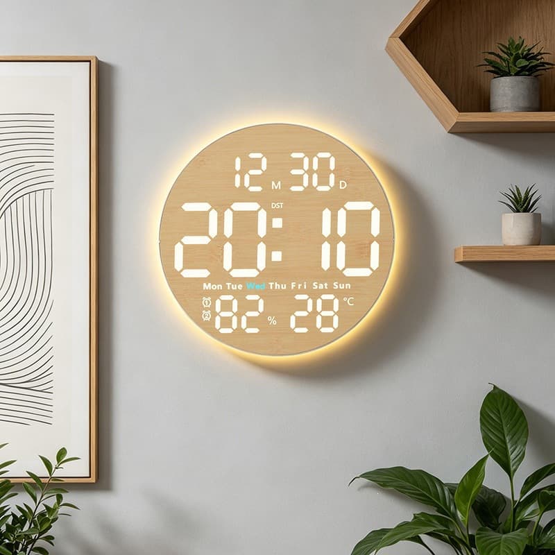 Lamp clock LED living room wall clock digital multi-function display clock with 5572 modern electronic perpetual calendar