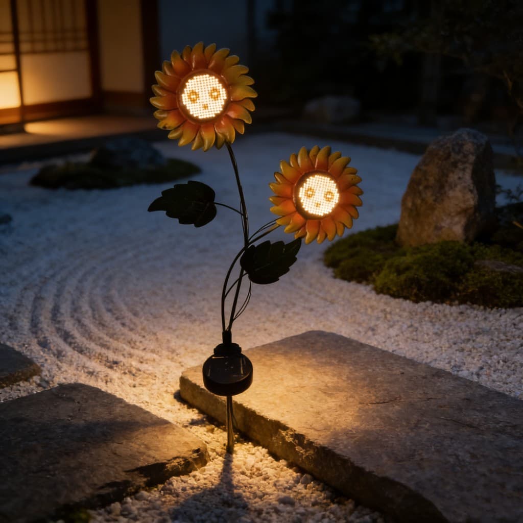 Cross-border Solar Smiling Sunflower Ground Insert Light with Movable Face, Solar Light for Outdoor Garden Decoration