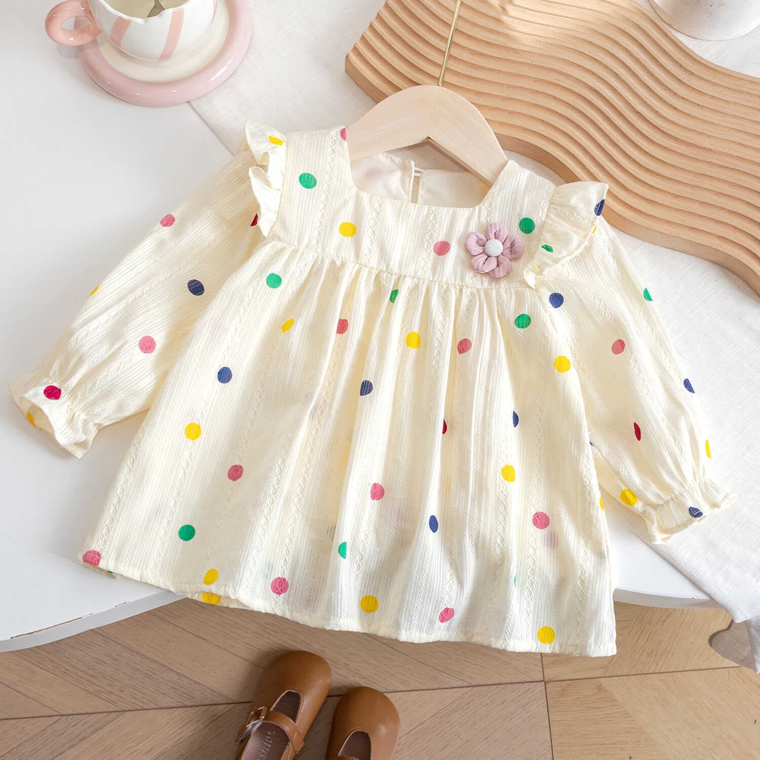 2026 Spring Western Style Loose Shirt Polka Dot Babydoll Sweater Polka Dot Early Autumn Top Spring Long Sleeve Clothes