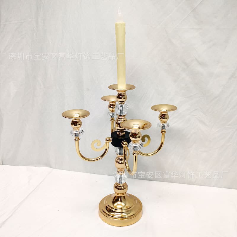 Cross-border European light luxury dining table candle holder wedding decoration multi-headed candle cup romantic candlelight dinner iron candle holder