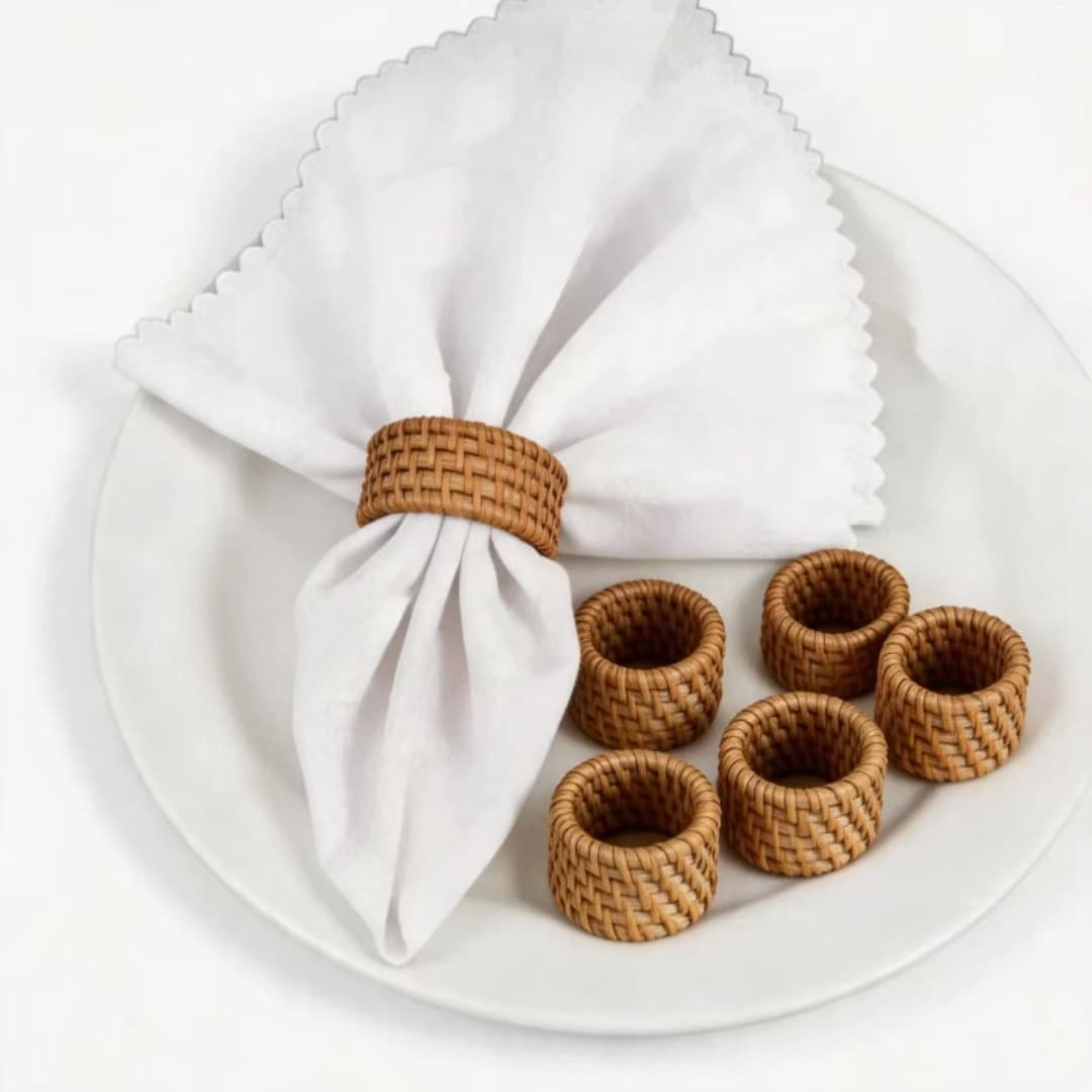Natural Rattan Napkin Rings for Western Dining, Rattan Napkin Rings, Napkin Holders