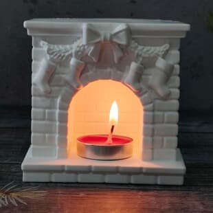 S0837 Christmas Fireplace Candle Holder Decorative Cement Plaster Mold DIY Silicone Mold