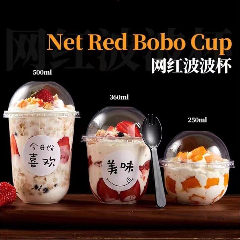 Bobo cup sundae cup disposable pop cup 360ml cup cake smoothie cup internet celebrity U-shaped milk tea cup packaging box