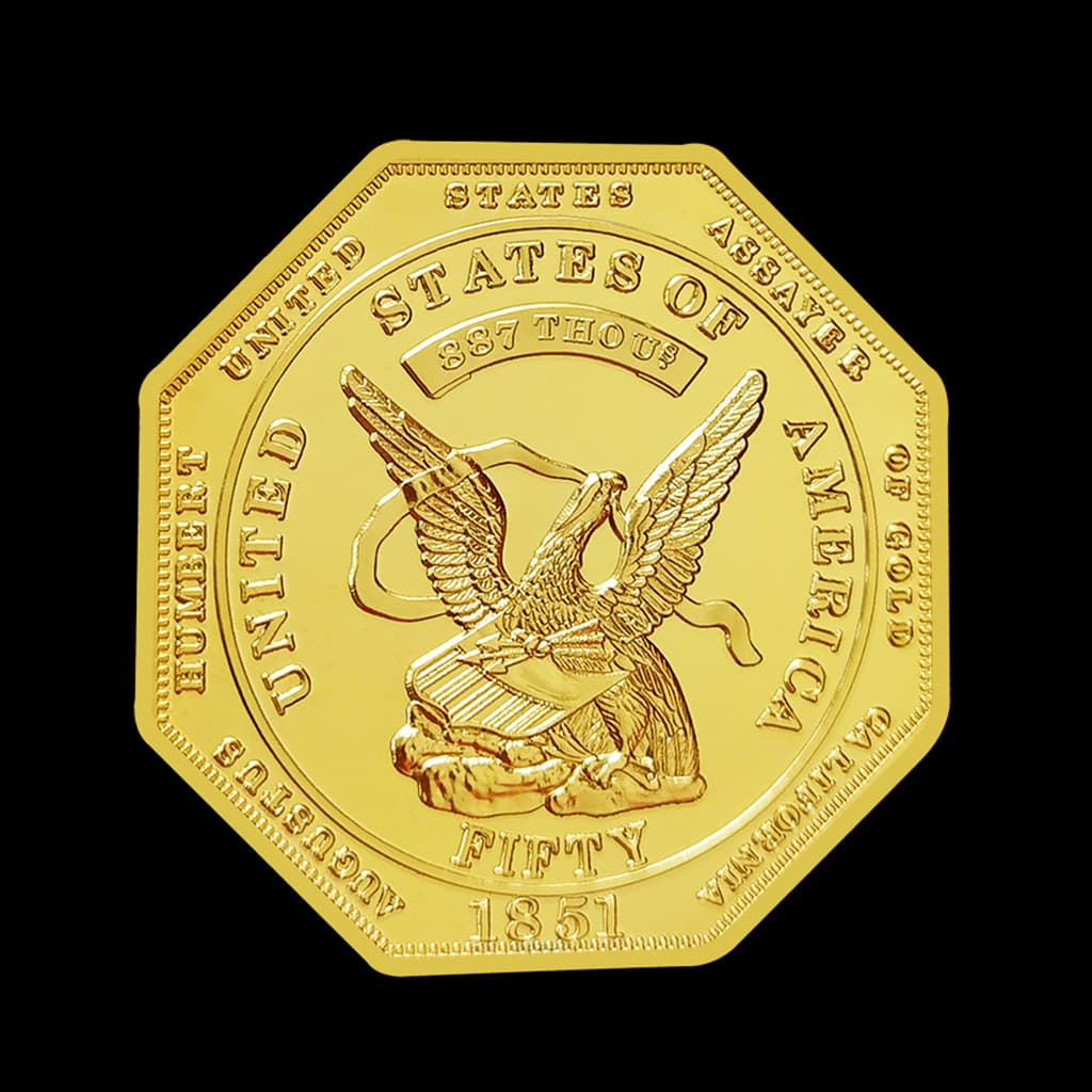 New 1851 Humbert Octagonal Craft Coin Gold-Plated Foreign Eagle Emblem Commemorative Medal
