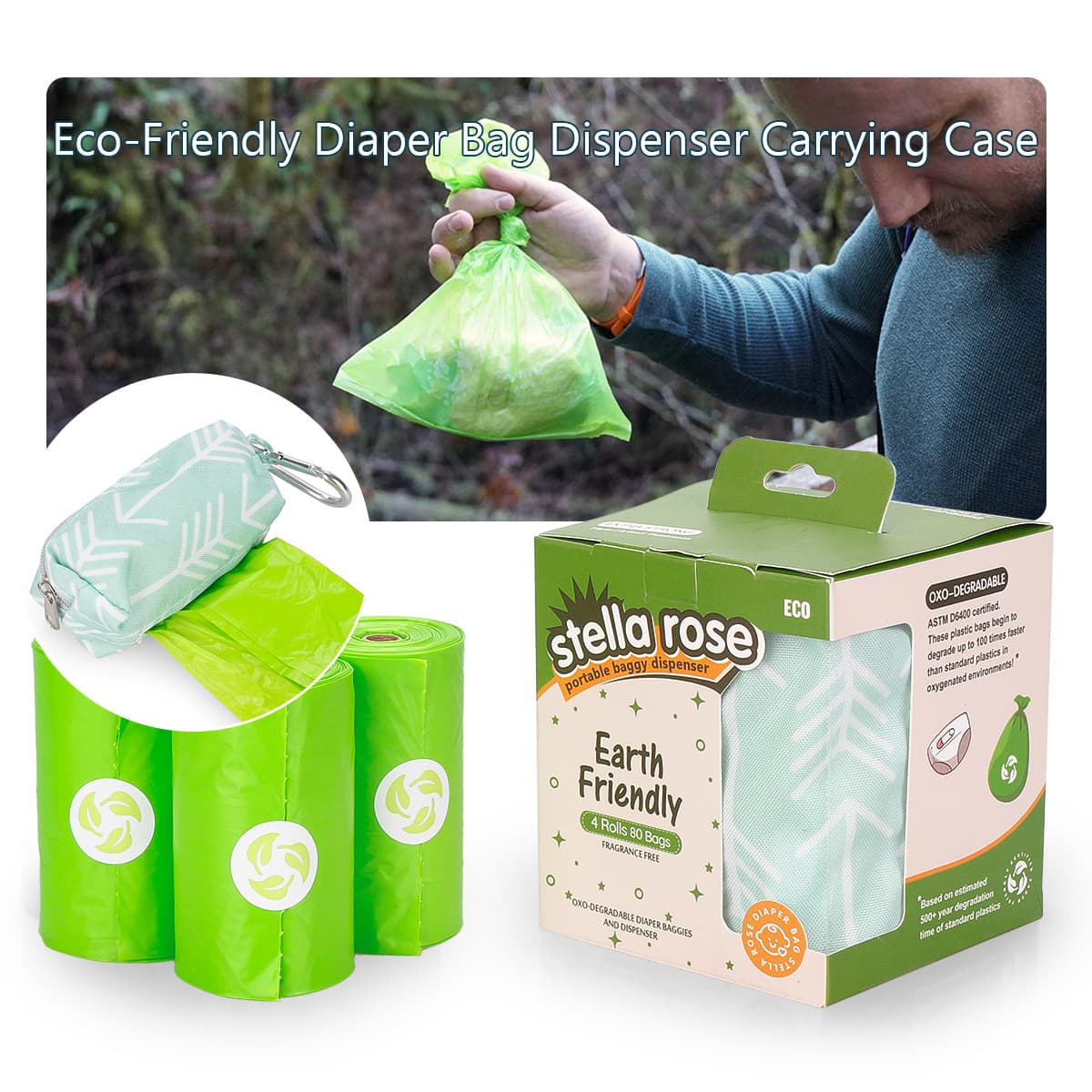 Portable diaper bag dispenser maternal and infant travel packaging dirty diaper garbage bag environmentally friendly and biodegradable