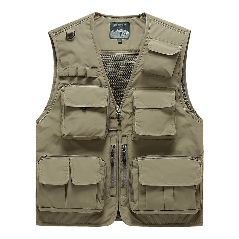 Workwear vest with multiple pockets, men's thin team outdoor vest, breathable outdoor sports waistcoat.
