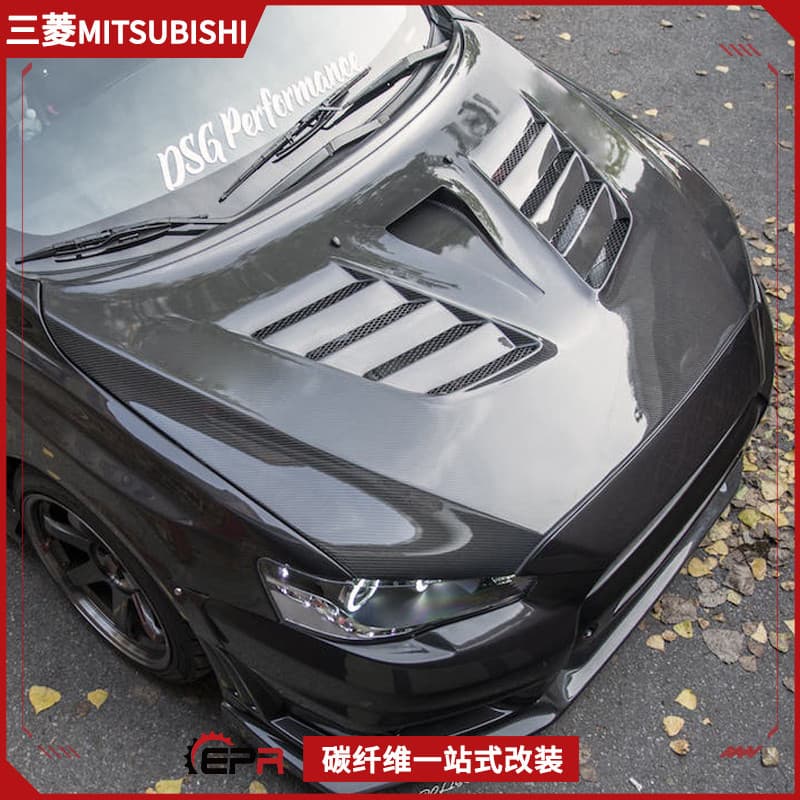 For Mitsubishi Evolution EVO10 Lancer X Modified Varis Style Carbon Fiber Hood Engine Cover