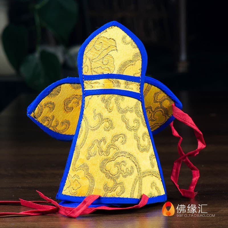 Buddhist Connection Collection Nepalese Embroidered Cloud Pattern Vajra Bell and Scepter Set, Practice Offering Tool with Outer Bag, Bell and Scepter Pouch in Various Sizes