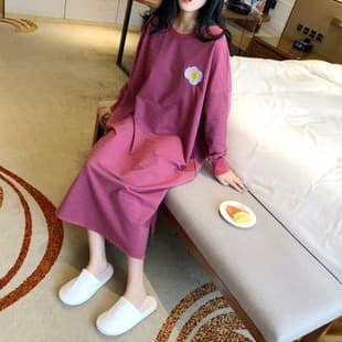 Cross-border Spring/Autumn Long Sleeve Plus Size Striped Princess Nightgown Sweet Homewear Factory Direct