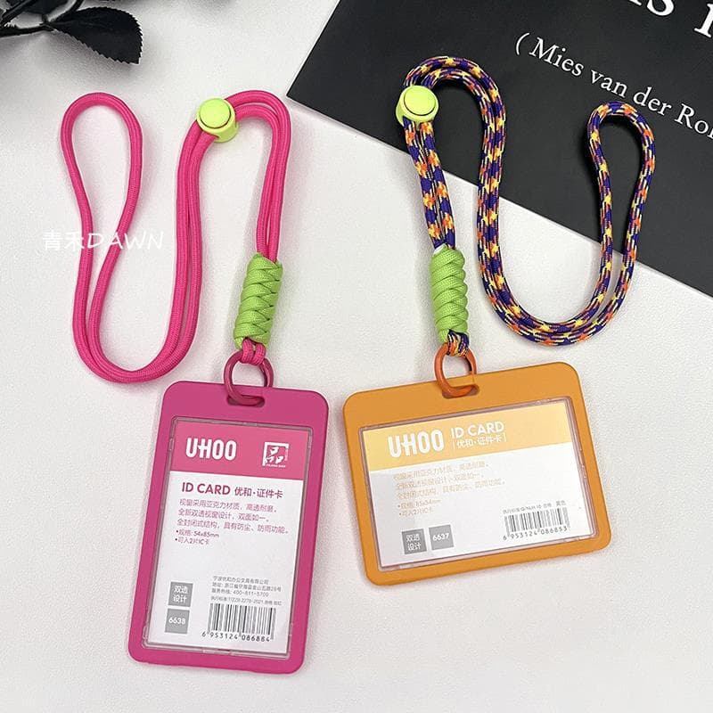 Integrated Card Sleeve and Keychain for Bus/School Cards, Access Control, Transparent Badge and ID Holder