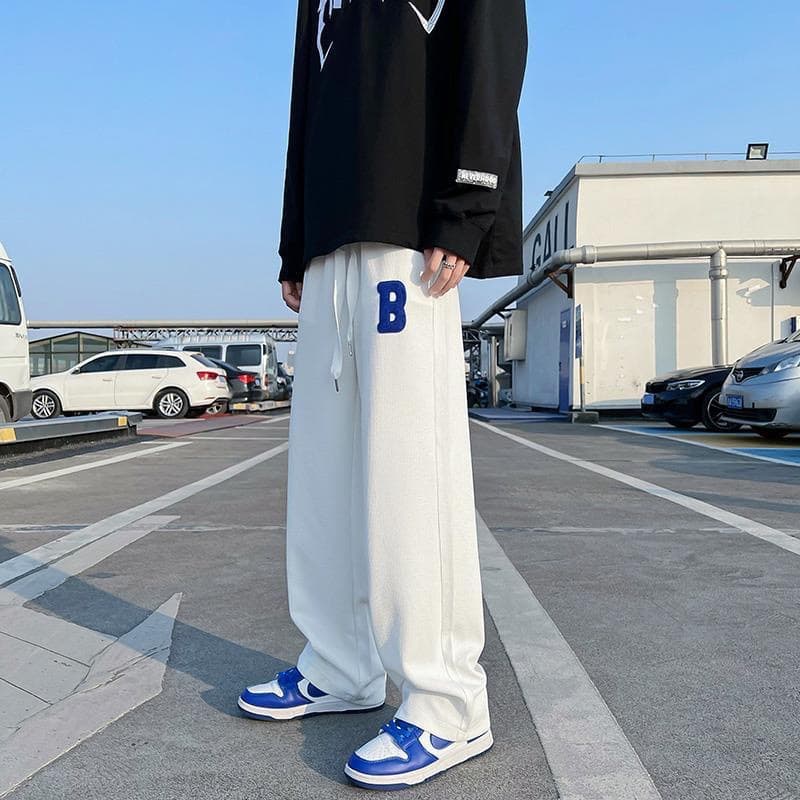 Trendy Versatile Loose-fit Straight-leg Casual Pants For Men Summer New Arrival White Wide-leg Micro-flared Pants