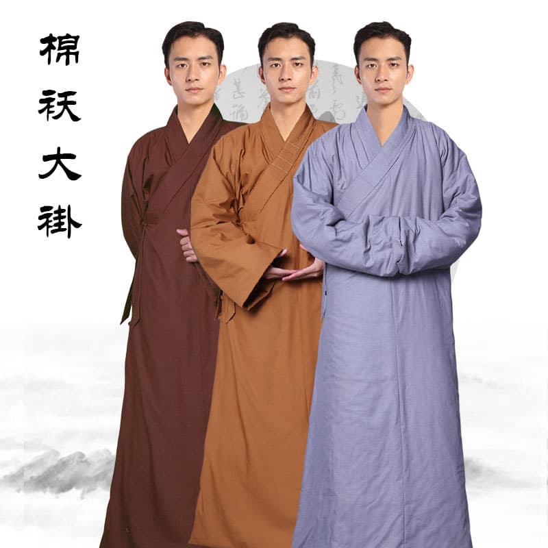 Monk Robe Cotton Padded Jacket Autumn Winter Warm Cotton Garment for Monks and Nuns Long Robe Cassock