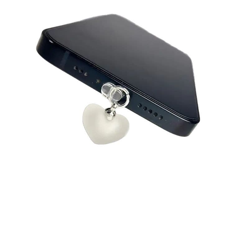 Heart-shaped Phone Charging Port Dust Plug Phone Decorative Charm for iPhone / Type-C Connector