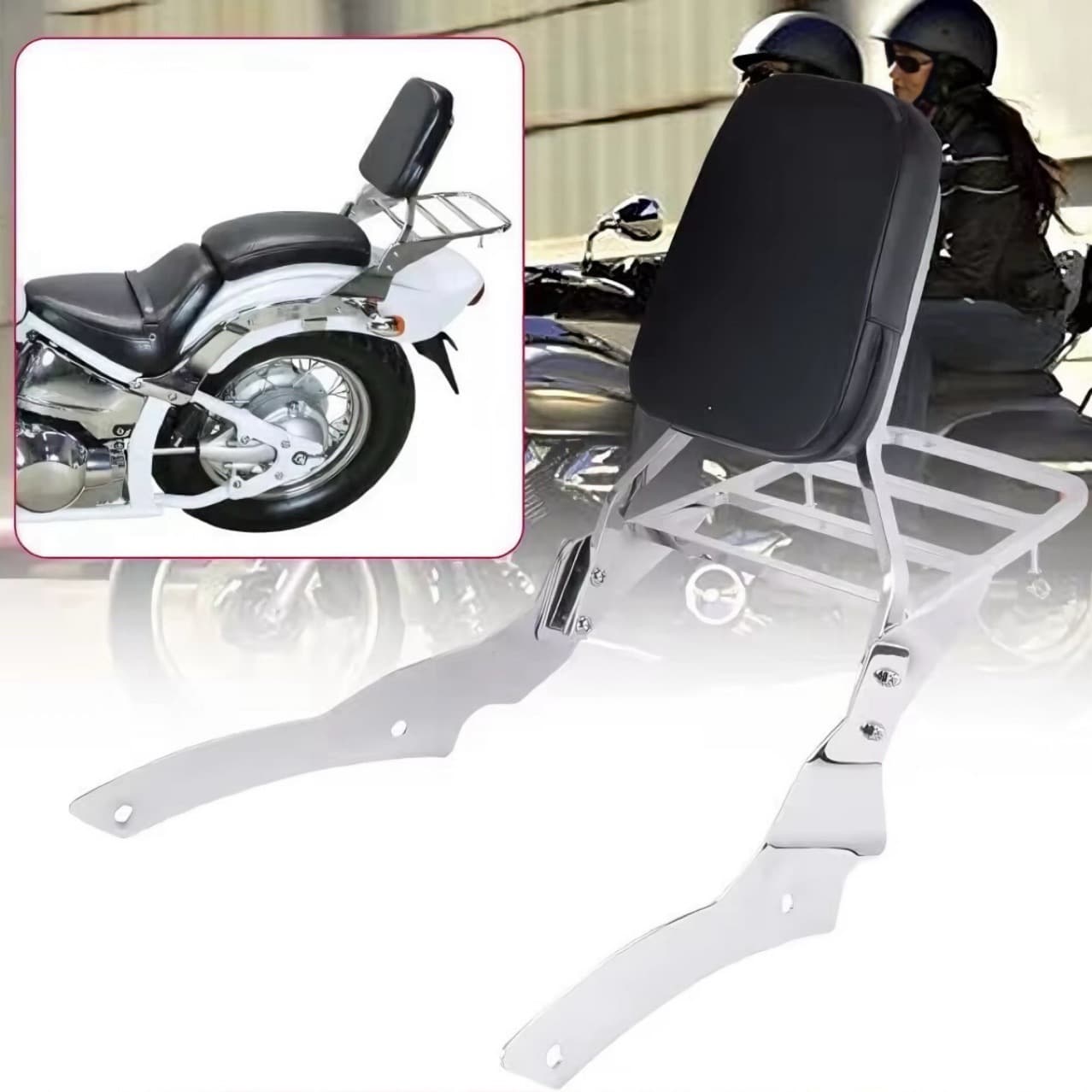 Compatible with Yamaha Drag Star DS400 XVS650 Custom 96-17 Rear Backrest Rear Luggage Rack