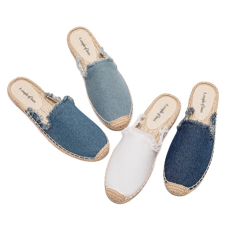 Straw Linen Women's Flat Moccasin Slippers with Fur, Spring/Summer Fashion New Fisherman Shoes, Casual Comfortable Breathable