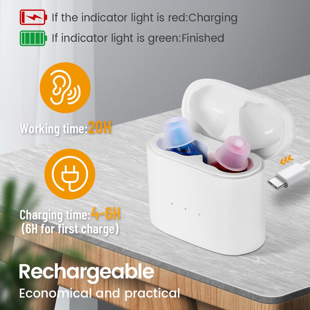 Cross-border New TWS Magnetic Wireless Charging Case Hearing Aid, English Foreign Trade Edition, Factory Direct
