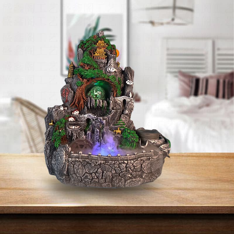 Douyin Same-style Resin Carving Ornament Mountain Waterfall Reverse Flow Agarwood Incense Burner Creative Vintage Indoor Zen Incense Art Piece