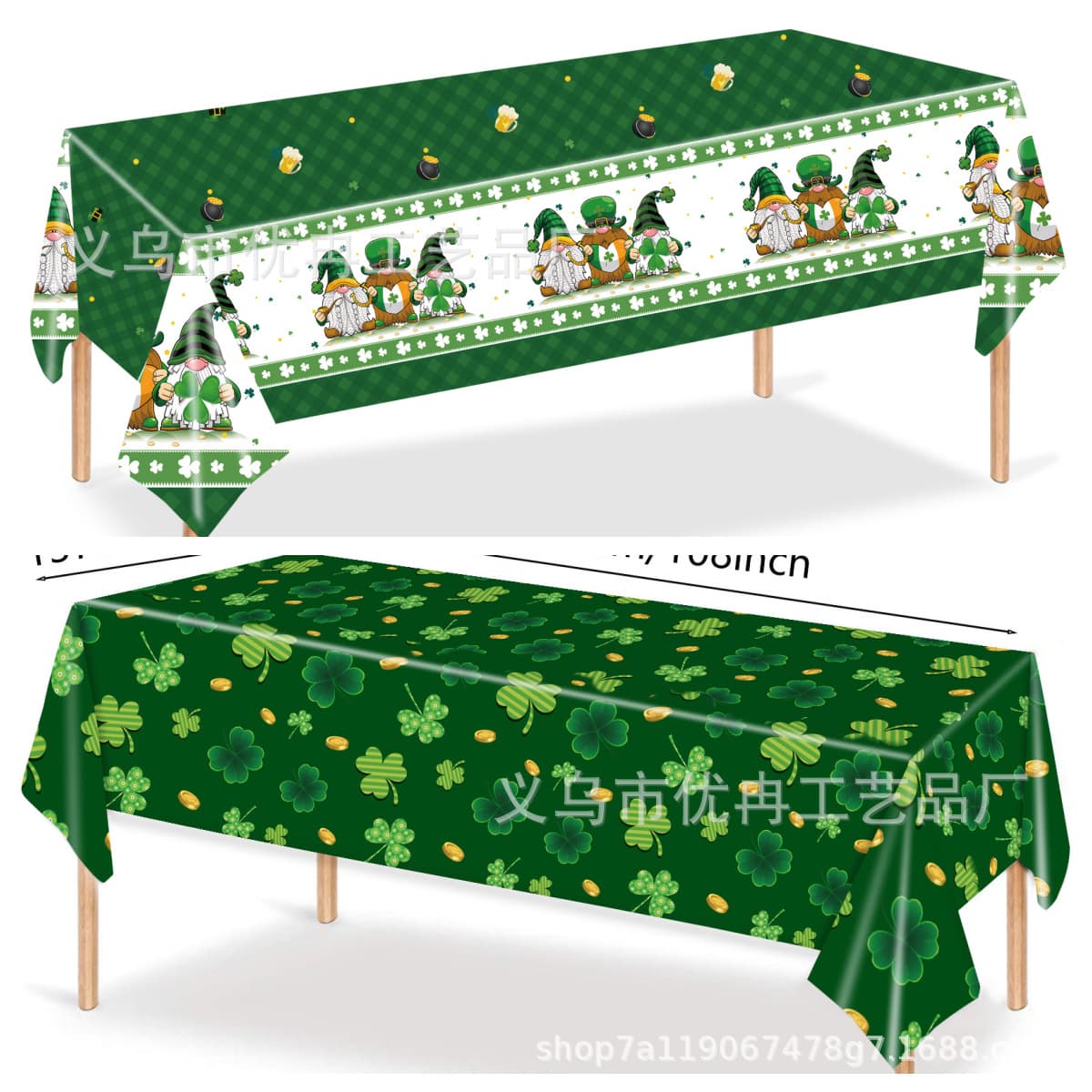 St. Patrick's Day Irish Theme Disposable PE Plastic Tablecloth - Holiday Party Decoration Supplies